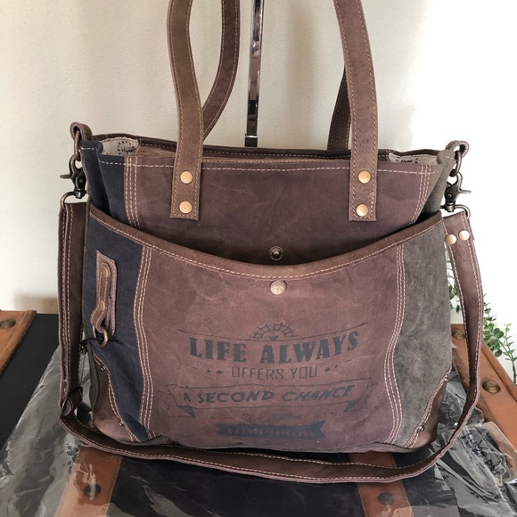 Myts Life Always upcycled Canvas purse NWT - Picture 3 of 7
